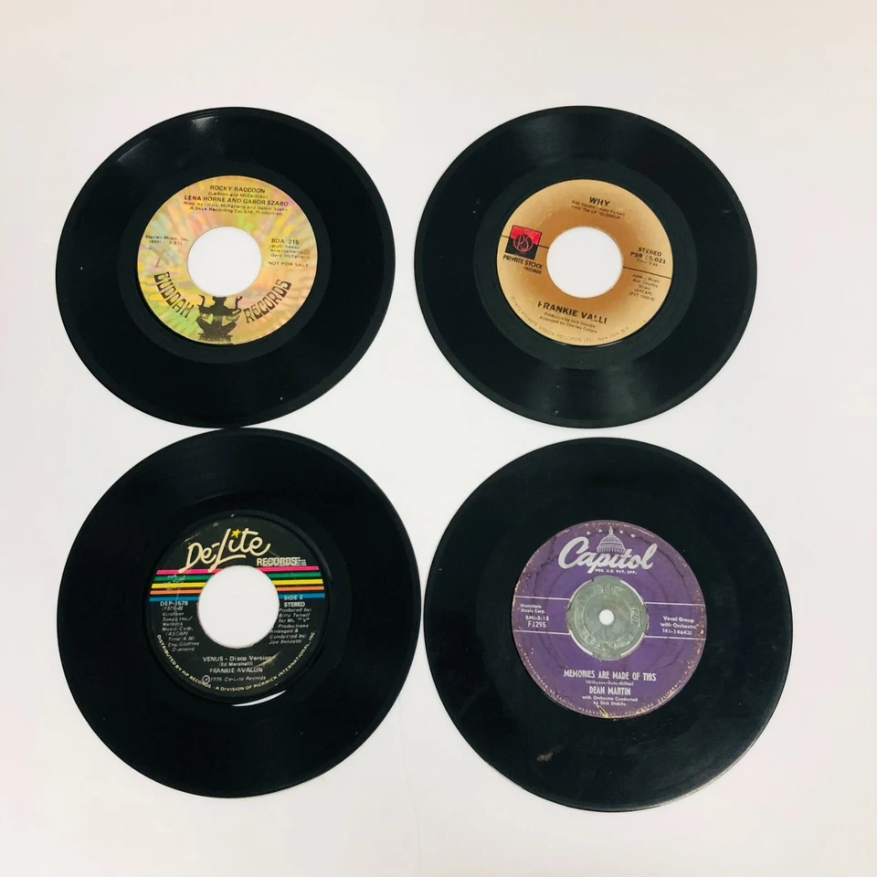 4 VTG 45 RPM 7" Vinyl Record Singles Frankie Avalon Valli Dean Martin Lena Horne - Image 1 of 4