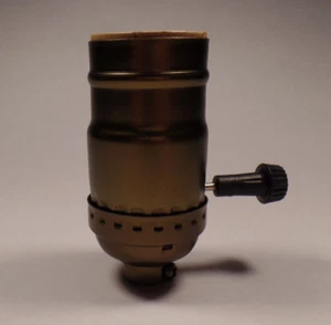 New 3-Way Antique Brass Finish Medium Base Turn Knob Lamp Socket SO346A - Bild 1 von 5