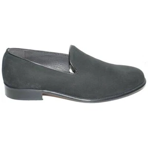 Mocassino uomo slip on classico in vero camoscio nero a pelo rasato con fondo cu - Picture 1 of 8