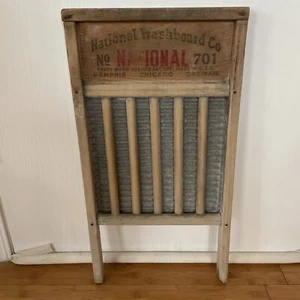 Vintage National Washboard Co. 701 Antique Vintage Wood Zinc King USA. - Picture 1 of 7