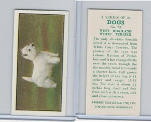 B0-0 Barbers Tea, Dogs, 1961, #23 West Highland White Terrier