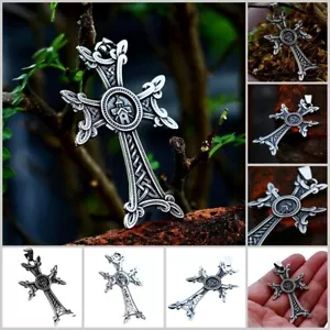 Men Jewellery Nordic Viking Celtic Knot Cross Pendant Adventure Courage Necklace - Picture 1 of 11