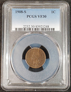 1908 S Indian Head Cent PCGS VF30 2232.30/43921248 Exquisite Coin Rare
