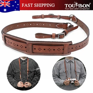 TOURBON Leather Padded Neck Harness Binoculars Shoulder Belt Camera Strap Adjust - Picture 1 of 24