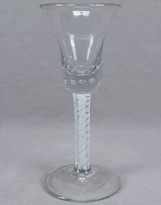 18th Century Continental Flint Glass Double Opaque Twist Controlled Bubble Wine - Picture 1 of 10