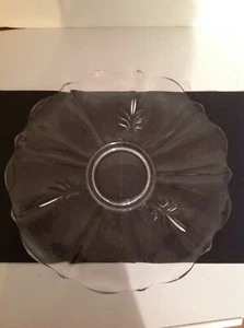 FOSTORIA GLASS: 141/4" "BAROQUE PATTERN" CLEAR GLASS SANDWICH TRAY - Picture 1 of 4