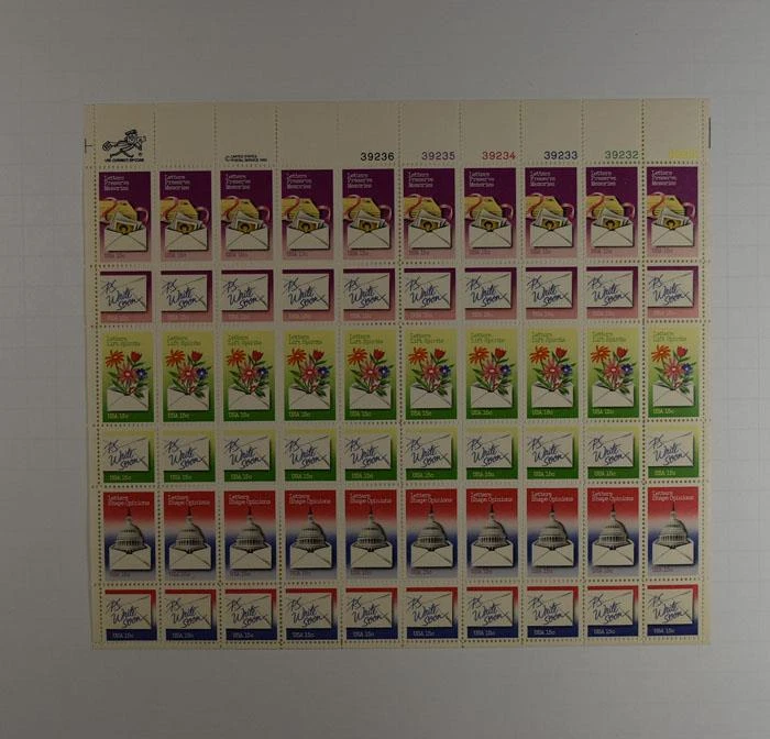 US SCOTT 1805 - 1810 PANE OF 60 LETTER WRITING STAMPS 15 CENT FACE  MNH - Image 1 of 1