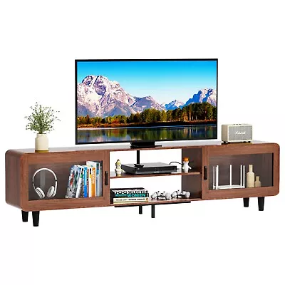 Modern TV Stand for 55-70“ TV, Entertainment Center with Cabinets, Soft Hinge - Image 1 of 4