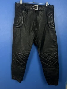 Stagg Vintage Leather Motorcycle Pants Black Size 7 34/36 inch waist - Picture 1 of 8