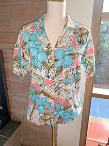 Vintage Diane Von Furstenberg Hawaiian Shirt Size 10 Women Floral - Picture 1 of 5