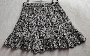 American Eagle Outfitters Flare Skirt Womens XS Light Gray Leopard Print Viscose - Picture 1 of 7