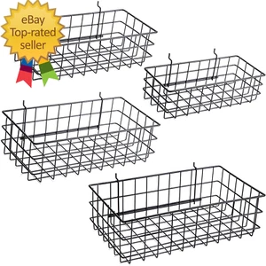 Pegboard Baskets, Set of 4 Black - Hooks to Any Peg Board - Pegboard Accessories - Picture 1 of 5