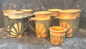 Balentin Kaffeebecher Tasse Perlglanz Muschel Sunburst Blume Steinzeug 8 Stück - Bild 1 von 7