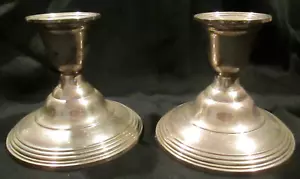 Elegant W.M. Rogers MFG. Co. Marked Sterling 4" High X 4 1/8" Wide Candle Sticks - Picture 1 of 4