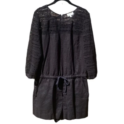 Mameluco Lou and Grey para mujer 6 negro lino ganchillo encaje elástico cordón cintura Foto 1 de 4