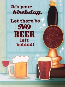 Lustige Geburtstags-Grußkarte Let there be no Beer left behind 5 "x7" Hallmark - Bild 1 von 4