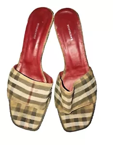 Burberry Vintage Nova Check Slide Mules Heels size 41 - Picture 1 of 10