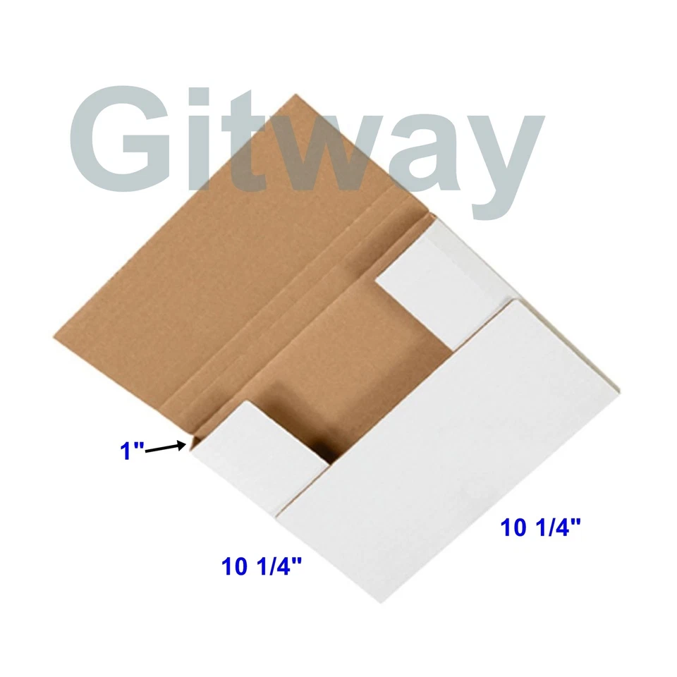 50 Pcs 10 1/4 x 10 1/4 x 1" Multi Depth Cardboard Book Mailer Shipping Box Boxes - Image 1 of 1