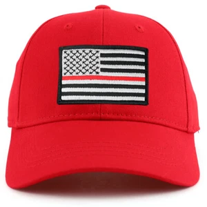 Thin Red Line 2 USA Flag Patch Youth Cotton Baseball Cap - FREE SHIPPING - Picture 1 of 11