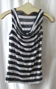 Michael Michael Kors Black and White Striped Tank Top Cowl Neck Size Small EUC - Picture 1 of 2