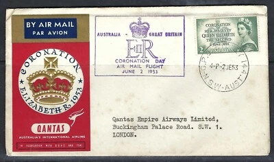 Australia 1953 Coronation Day Sydney - London AAMC 1317. Fine. - image 1 of 2
