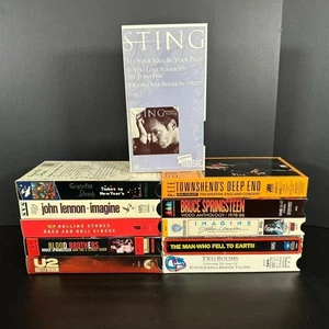 Vintage Rock n Roll VHS Tape Lot of 11 Lennon Townsend Sting Bowie Springsteen - Foto 1 di 5