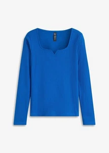 Neu Rippshirt aus reiner Bio-Baumwolle Gr. 36/38 Azurblau Damen Langarm-Shirt - Bild 1 von 1