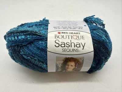NEW Red Heart Boutique SASHAY SEQUINS~Ribbon Yarn~MEDITERRANEAN #1948 Blue/Green - Image 1 of 4