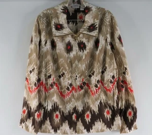 Chicos Zenergy Neema Tribal Print Jacket Full Zip Chocolate Size 2 NWT List $119 - Picture 1 of 11