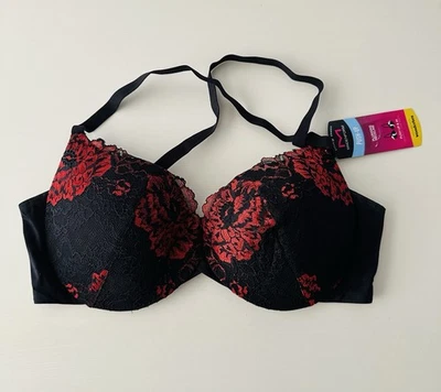 De colección Nuevo Wonderbra Para Mujer 36C Sujetador Push-Up Satinado Negro Rojo Dm9900 Foto 1 de 4