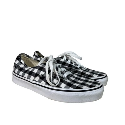 Tênis Vans preto branco Gingham xadrez cano baixo com cadarço casual M5 W6.5 casual - Imagem 1 de 4