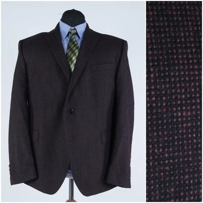 Mens Check Purple Burgundy Sport Coat 52R US Size Wool Blazer Jacket - Image 1 of 4