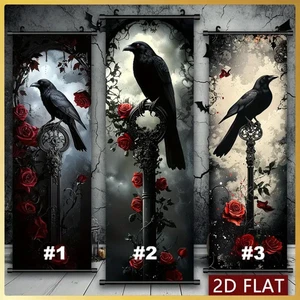 Hanging Scroll Prints - Crow/Raven RoseVine - Picture 1 of 5