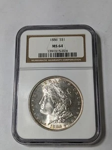1886-P Morgan Silver Dollar NGC MS64 FROM ORIGINAL BU ROLL - Picture 1 of 2