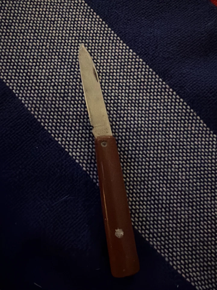 Vintage Stainless Steel Pocket Knife Wood Handle Made In Brazil - Image 1 of 3