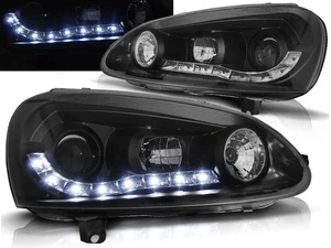 fari per VW GOLF 5 2003 2004 2005 2006 2007 2008 luce diurna nera LHD - Picture 1 of 1