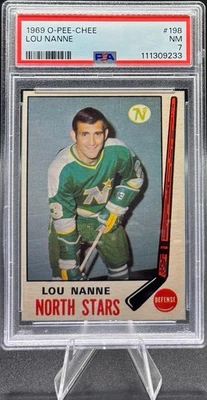1969-70 Topps O-Pee-Chee Lou Nanne #198 Rookie RC North Stars Graded PSA 7 NM - Image 1 of 2