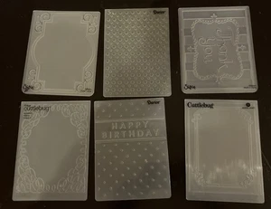 Lot of 6 Darice Cuttlebug Sizzix Embossing Folders Frames Dots Thanks Birthday - Picture 1 of 7
