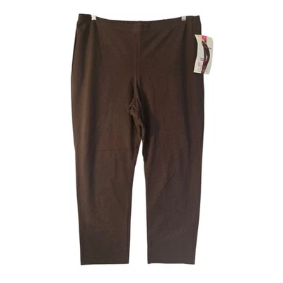 Woman With Control Pull On Full Length Pants Size 3X dark Brown  NWOT - Image 1 of 4