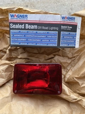 Wagner 4651 Red Headlamp Sealed Beam bulbs, RED Rectangular NOS - Image 1 of 4