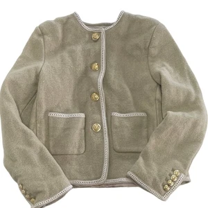 Chaqueta Dunst Mujer X Pequeña Beige Tweed Boucle Dorado Botón Blazer Lana - Imagen 1 de 12