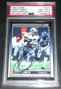 PSA 8 Nm-Mt PSA DNA Autograph Rc Emmitt Smith Auto 1990 Score 101T Rookie Signed - Picture 1 of 6