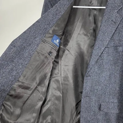 Nueva Chaqueta Blazer Stafford Para Hombres Azul Marino Espiga Mezcla Lana de Cordero 40 REG Foto 1 de 4