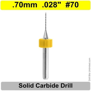 0,70 mm 0,028 Zoll #70 Hartmetallbohrer 1/8 Zoll Schaft einteilig - Premium Hartmetallbohrer - Bild 1 von 3