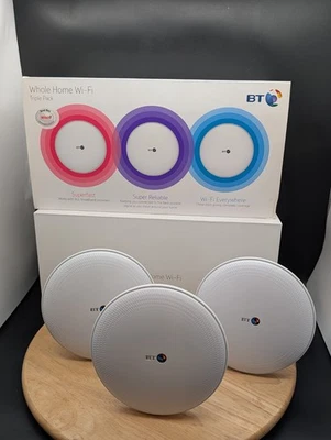 3 BT Whole Home WIFI Discs White AC2533 Dual-band, Box, PSUs, Ethernet - MESH - Image 1 of 4