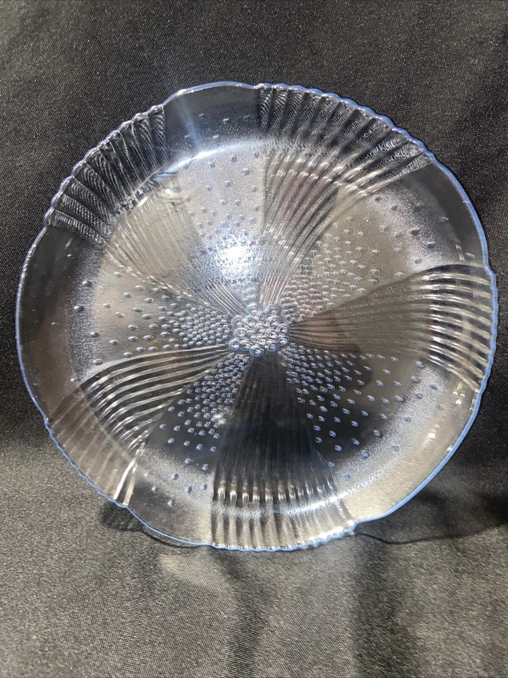 8- LIBBEY Harmony Blue Glass Luncheon Salad  Snack/Appetizer Plate 9”-K - Image 1 of 4