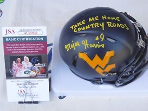 Major Harris signed West Virginia WVU Mountaineers mini helmet JSA COA
