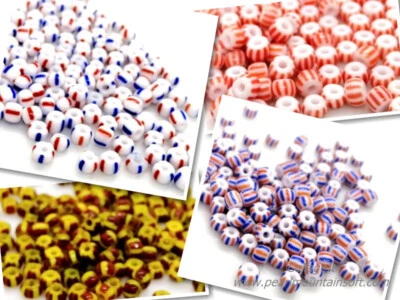 Printed Porcelain Rondelle Beads 4mm - Stripes - Choice of Colours - Pack of 100 - Image 1 of 4
