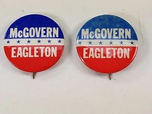 McGovern - Eagleton Presidential Campaign Pins 1.5" - LOT OF 2 - NICE - Picture 1 of 4