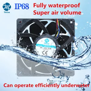 12038 12cm 12V 0.2A Humidifier Outdoor Cooling AC Fan IP68 Waterproof Fan 4-wire - Picture 1 of 5